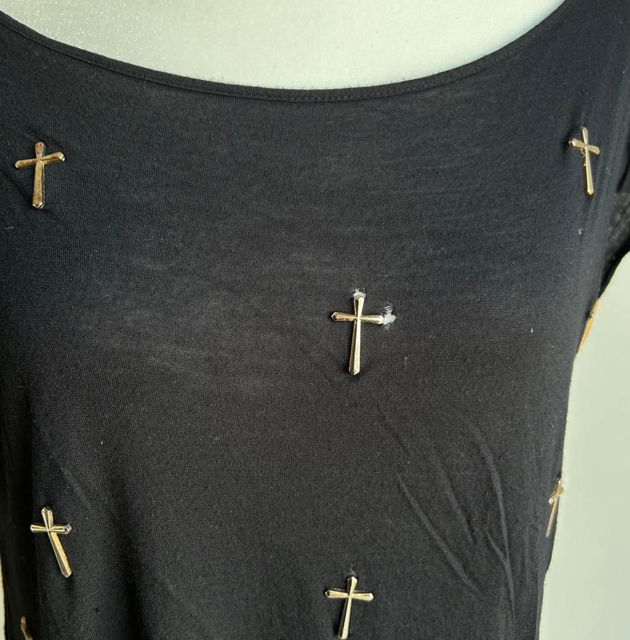 Cross Studded Black Top