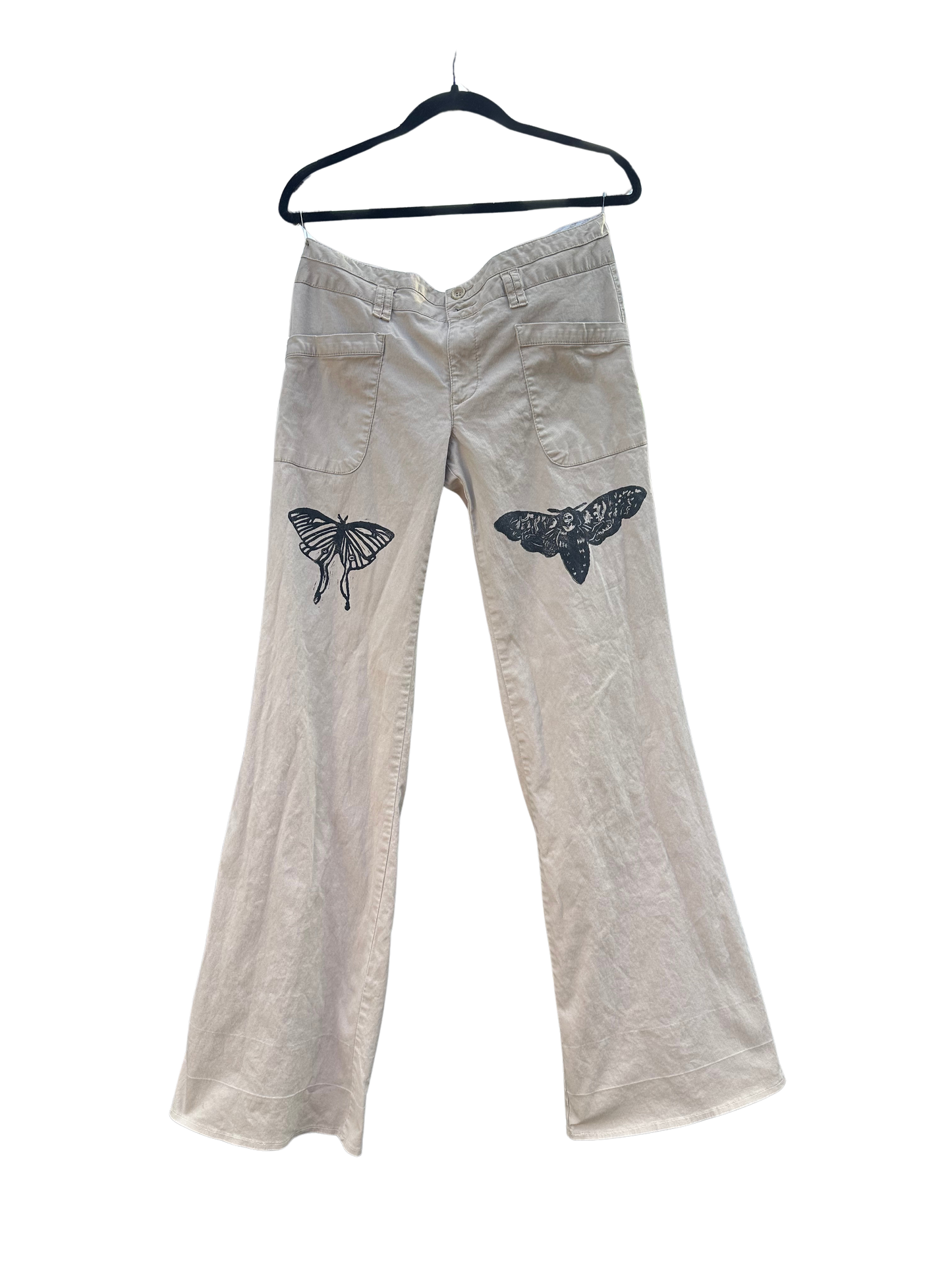 low rise khaki corduroy flares