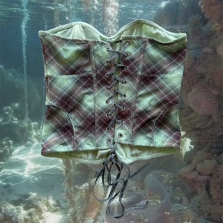 CANCER COLLECTION Mint Green Plaid Corset