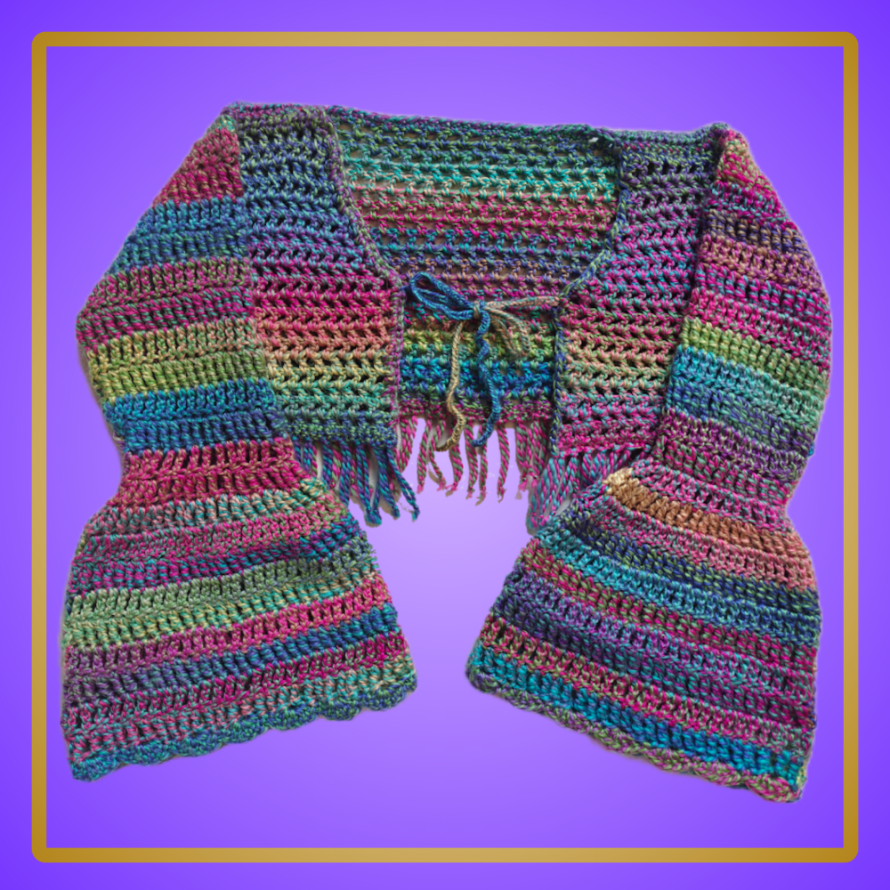 rainbow cropped cardigan with bell sleeves