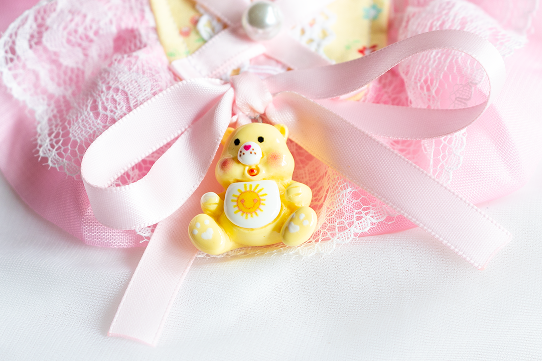 OOAK Lolita-style Pastel Yellow and Pink Carebears Headband