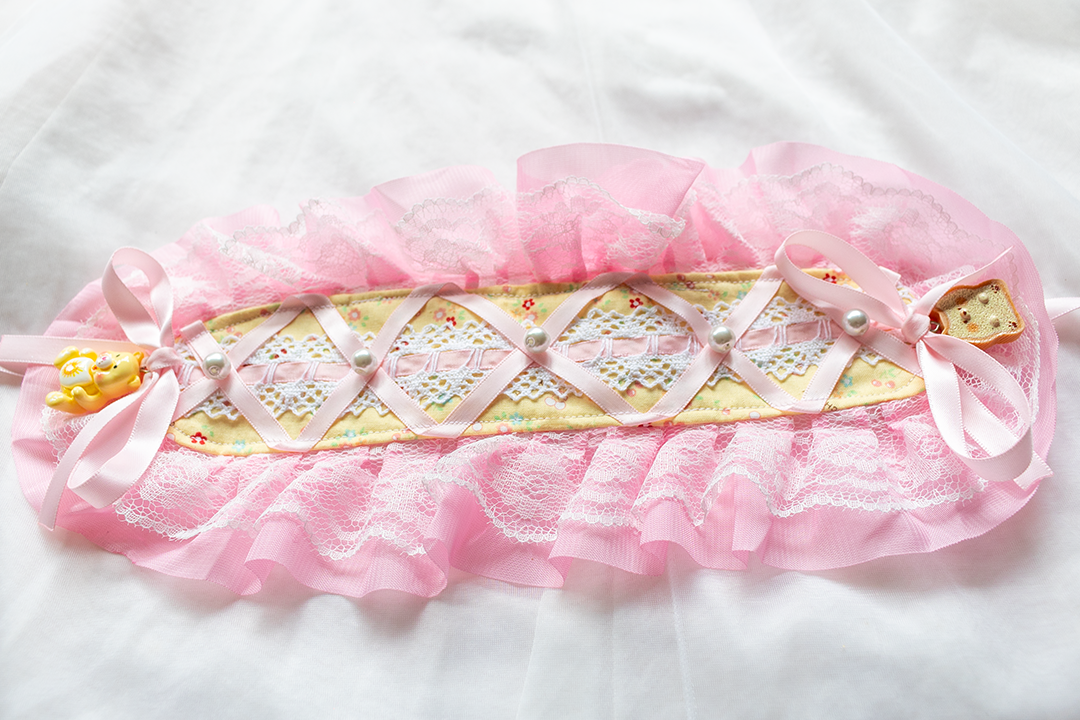 OOAK Lolita-style Pastel Yellow and Pink Carebears Headband