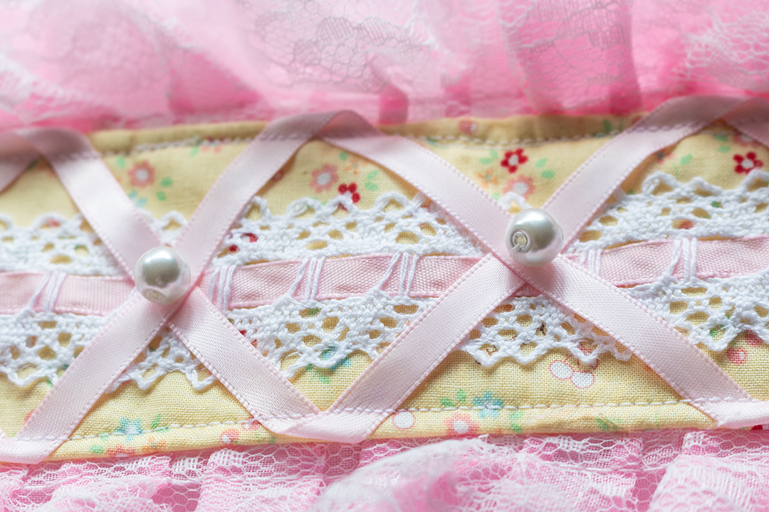 OOAK Lolita-style Pastel Yellow and Pink Carebears Headband