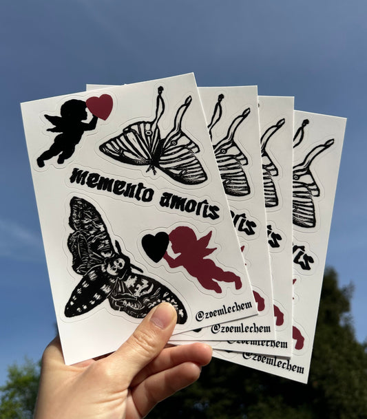 cupid & moth sticker sheet