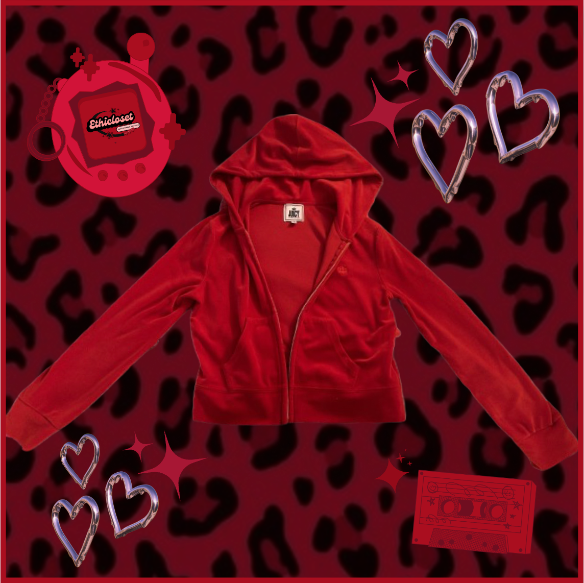 deep red juicy couture velour zip-up sweater