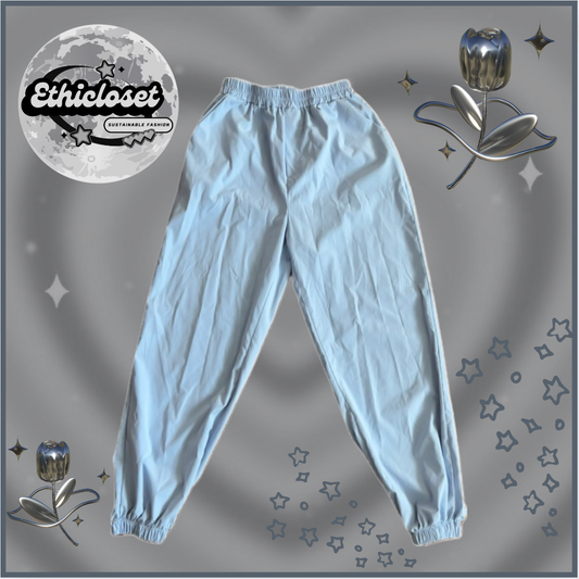 light blue cuffed joggers