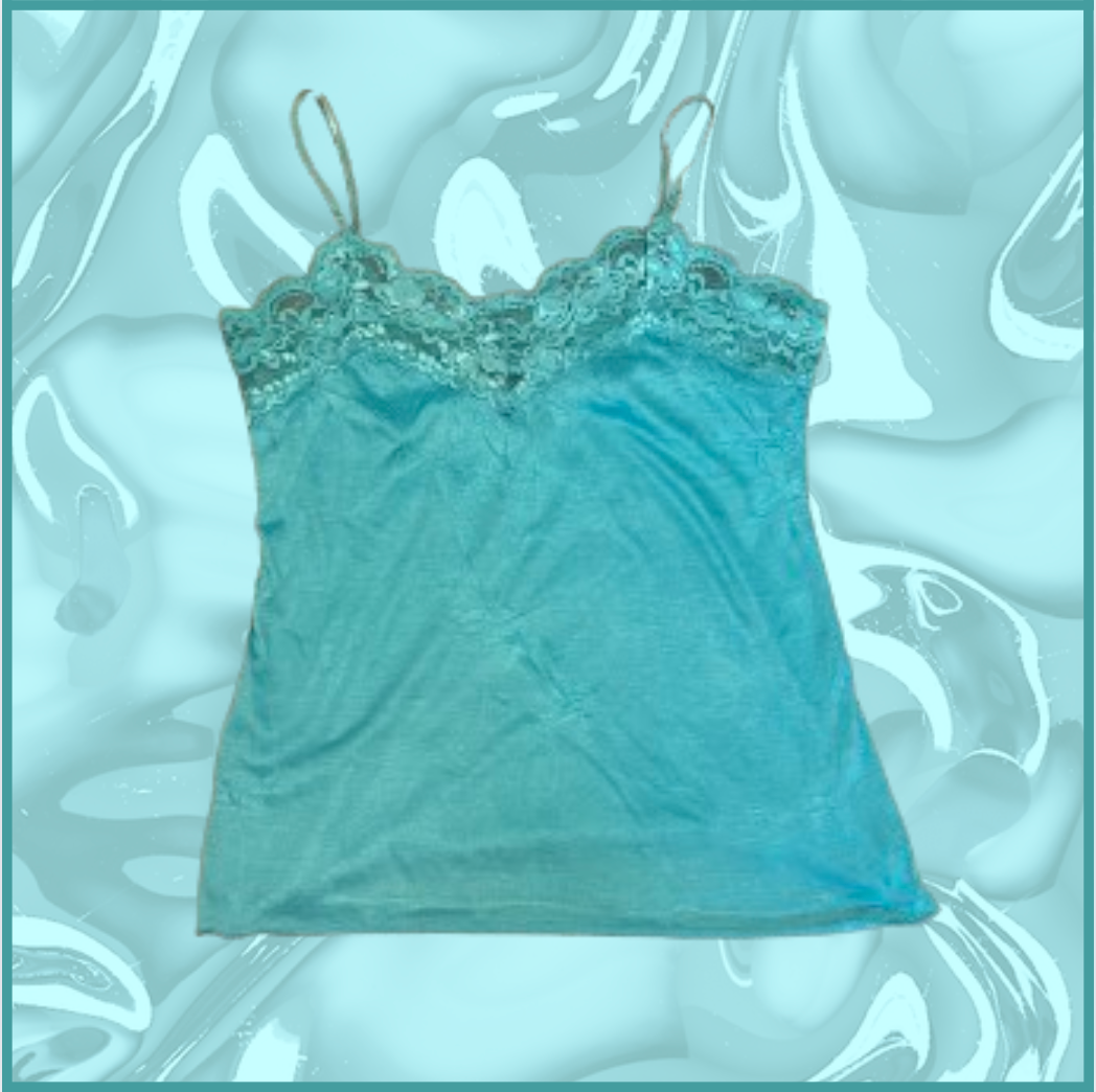 aquamarine blue lace tank top