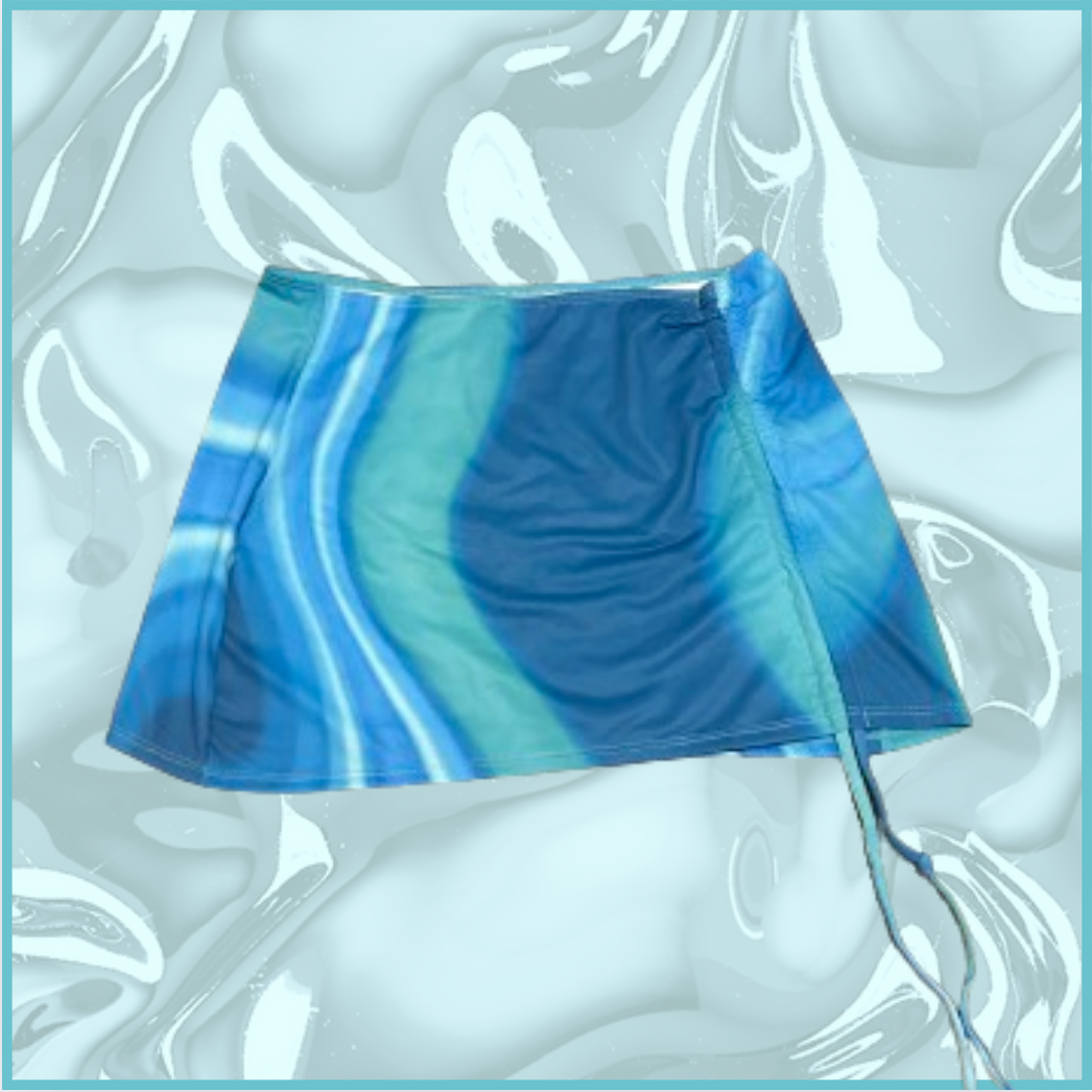 blue/green bathing suit cover-up skirt