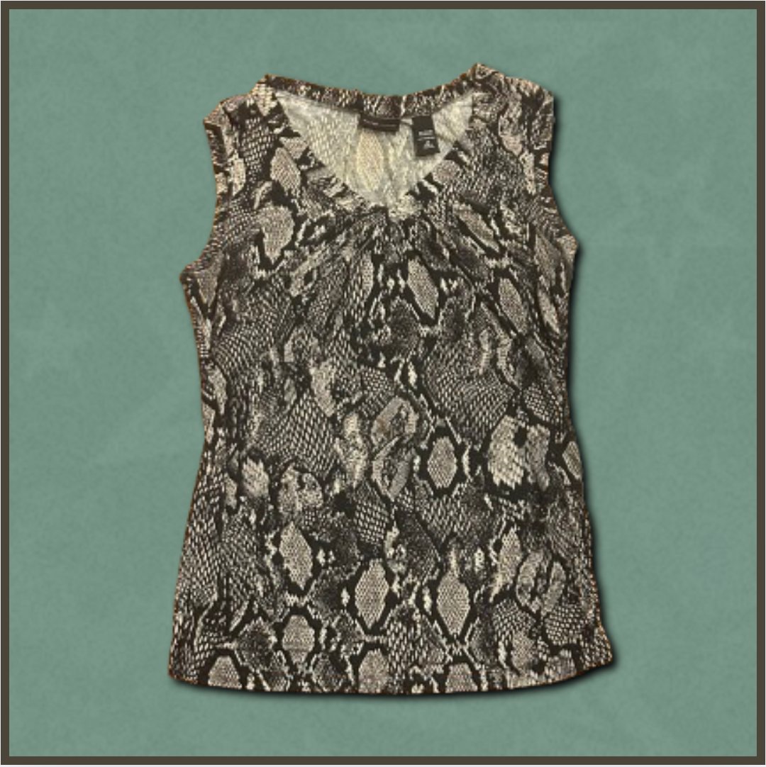 snake-print v-neck sleeveless top