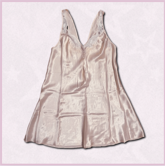 pale pink silk lace pajama slip dress