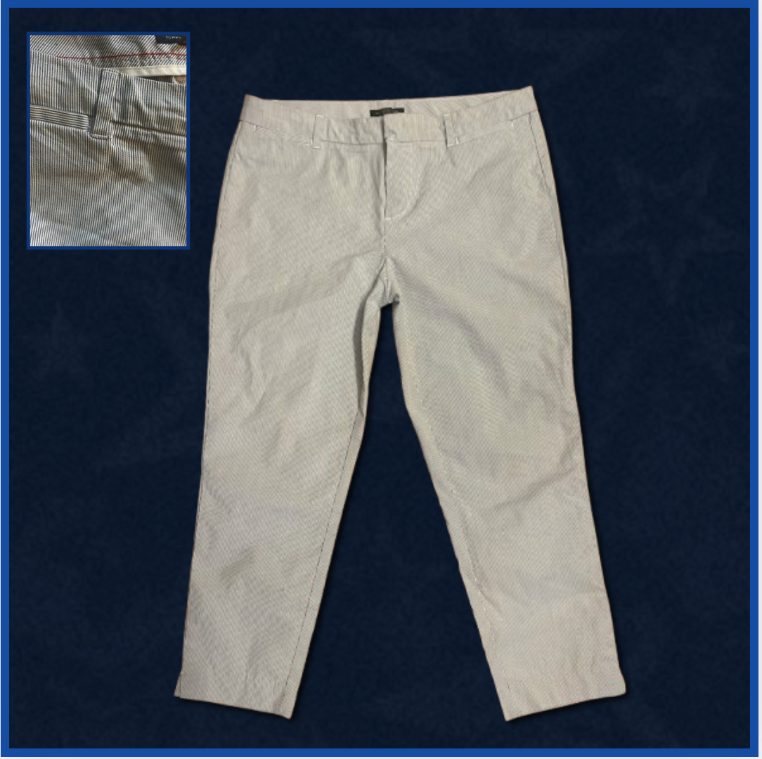 tommy hilfiger white and navy striped capri pants