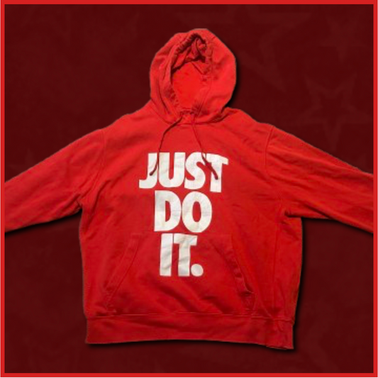 red nike "just do it" hoodie
