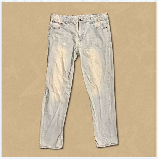 light wash slightly distressed jeans