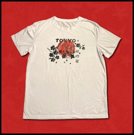 white + red/black "tokyo" tee
