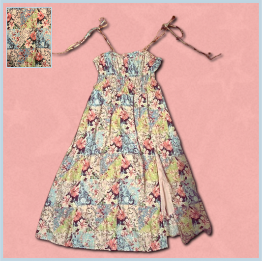 multicolored longer floral patterned dress