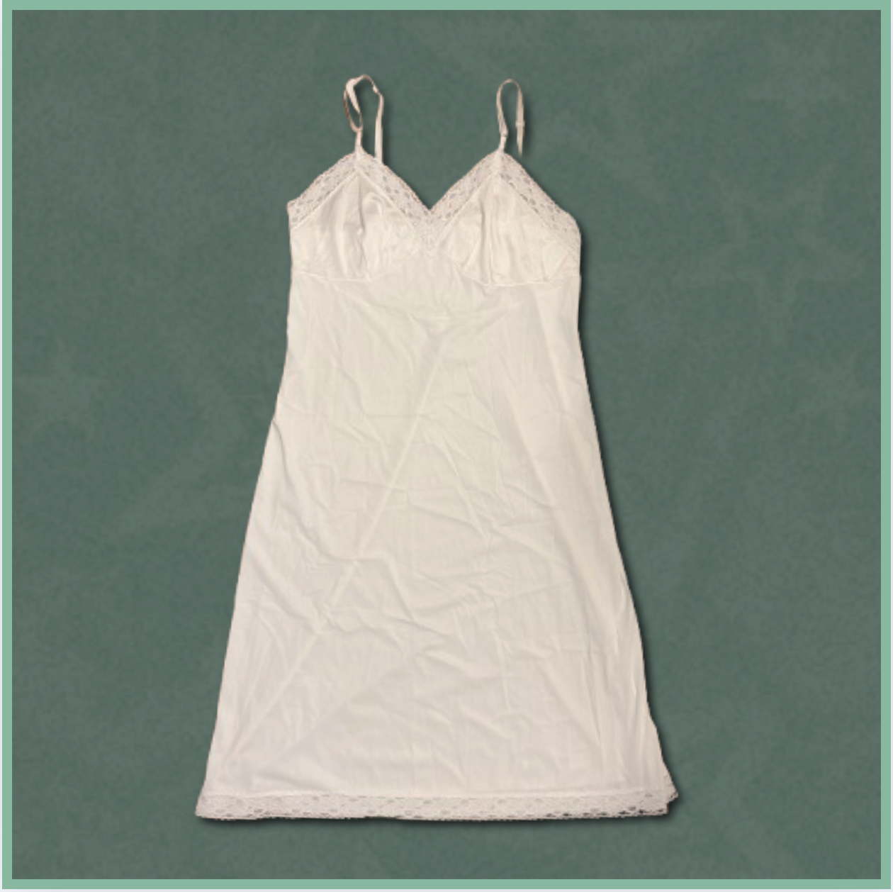 white slip dress with lace trim