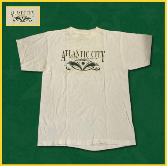 white + green/yellow "atlantic city new jersey" tee