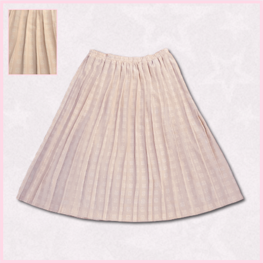 light pink flowy skirt with white square design