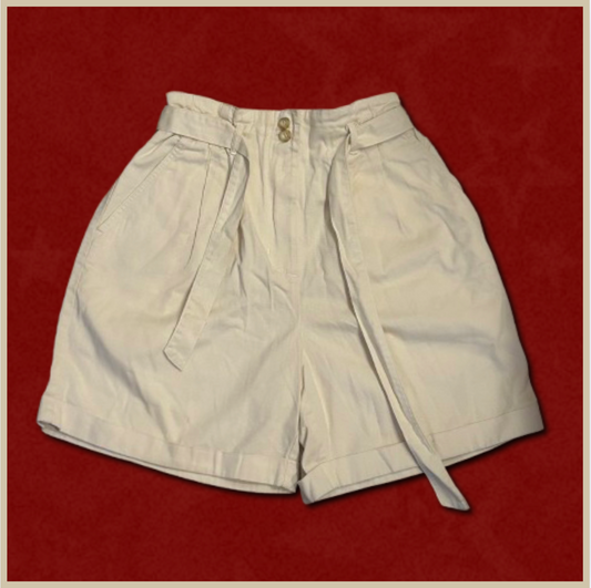 beige tie-up shorts