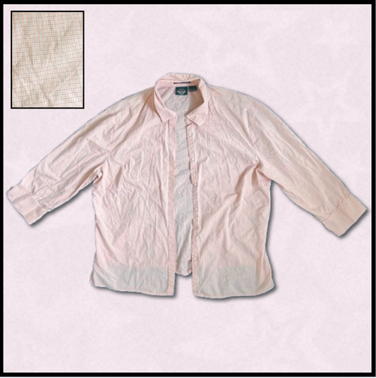 light pink patterned button-up top