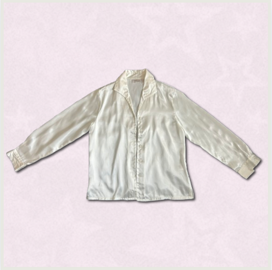 white sleek button-up top