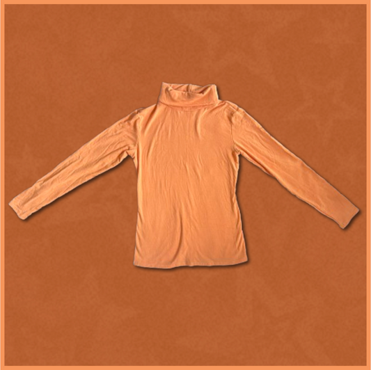orange slim-fitting turtle-neck top