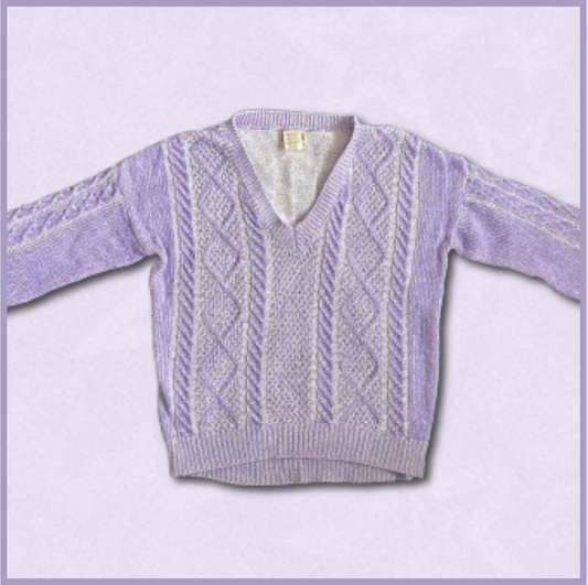purple + white knitted sweater