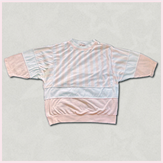 soft light pink + white striped top