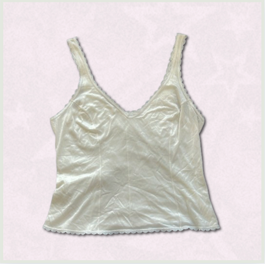 off-white night cami with slight lace trim