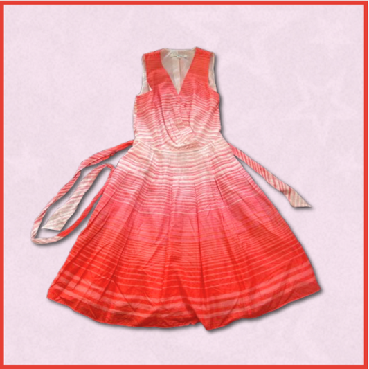 dark pink +white midi striped ombre dress