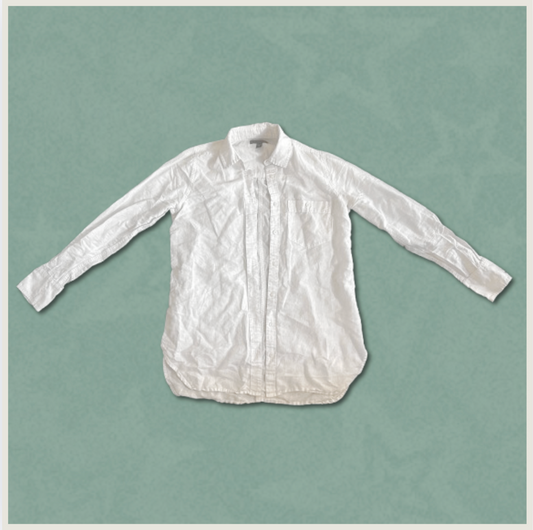 plain white button-up long-sleeve top