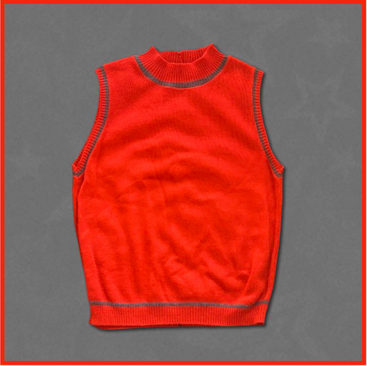deep red sweater vest with dark gray outline