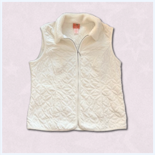 white soft zip-up sweater vest