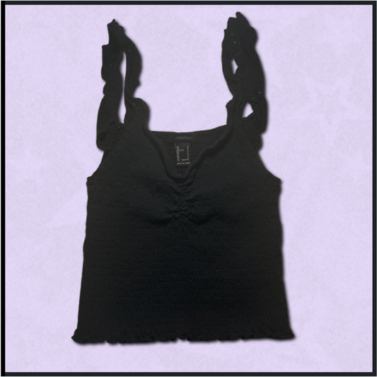 plain black scrunched tank top