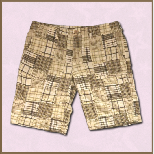 multicolored brown plaid shorts