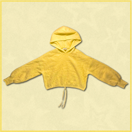 bright yellow looser-fitting cropped knitted sweater