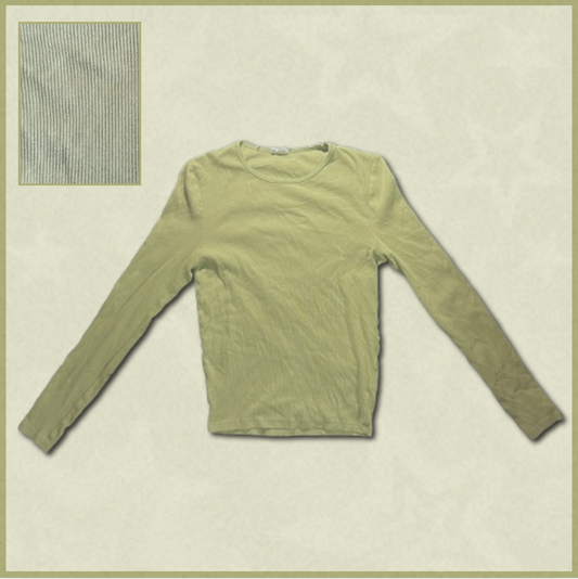 green slimmer-fitting long-sleeve ribbed top