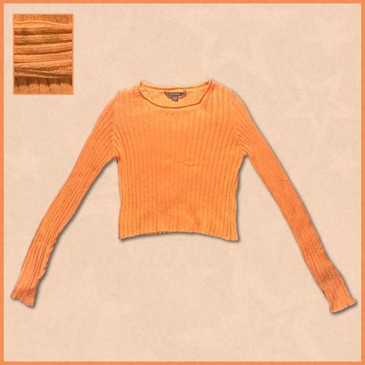 orange ribbed long-sleeve top
