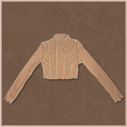 paler brown ribbed slim-fitting crop top