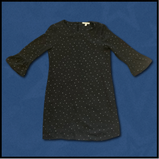 black dress with silver sparkly starry design