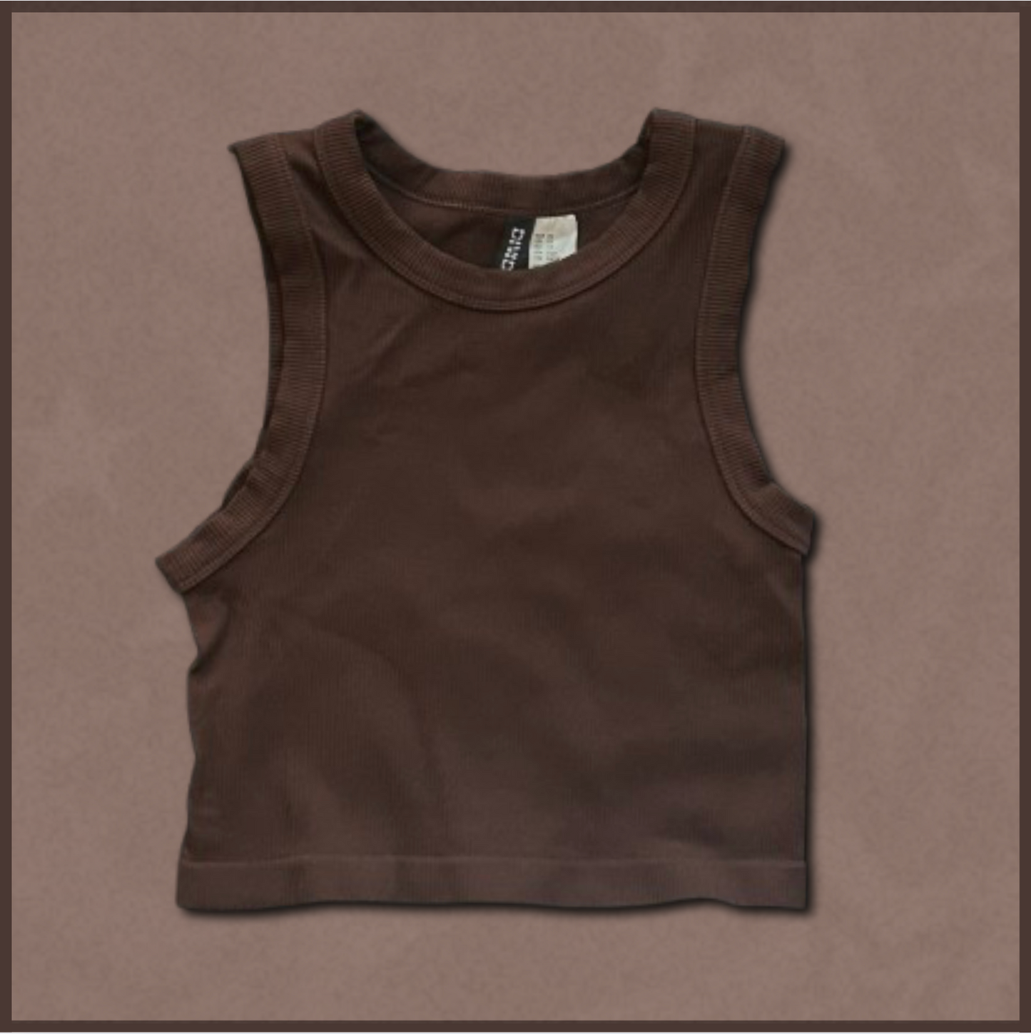 brown ribbed cropped tank