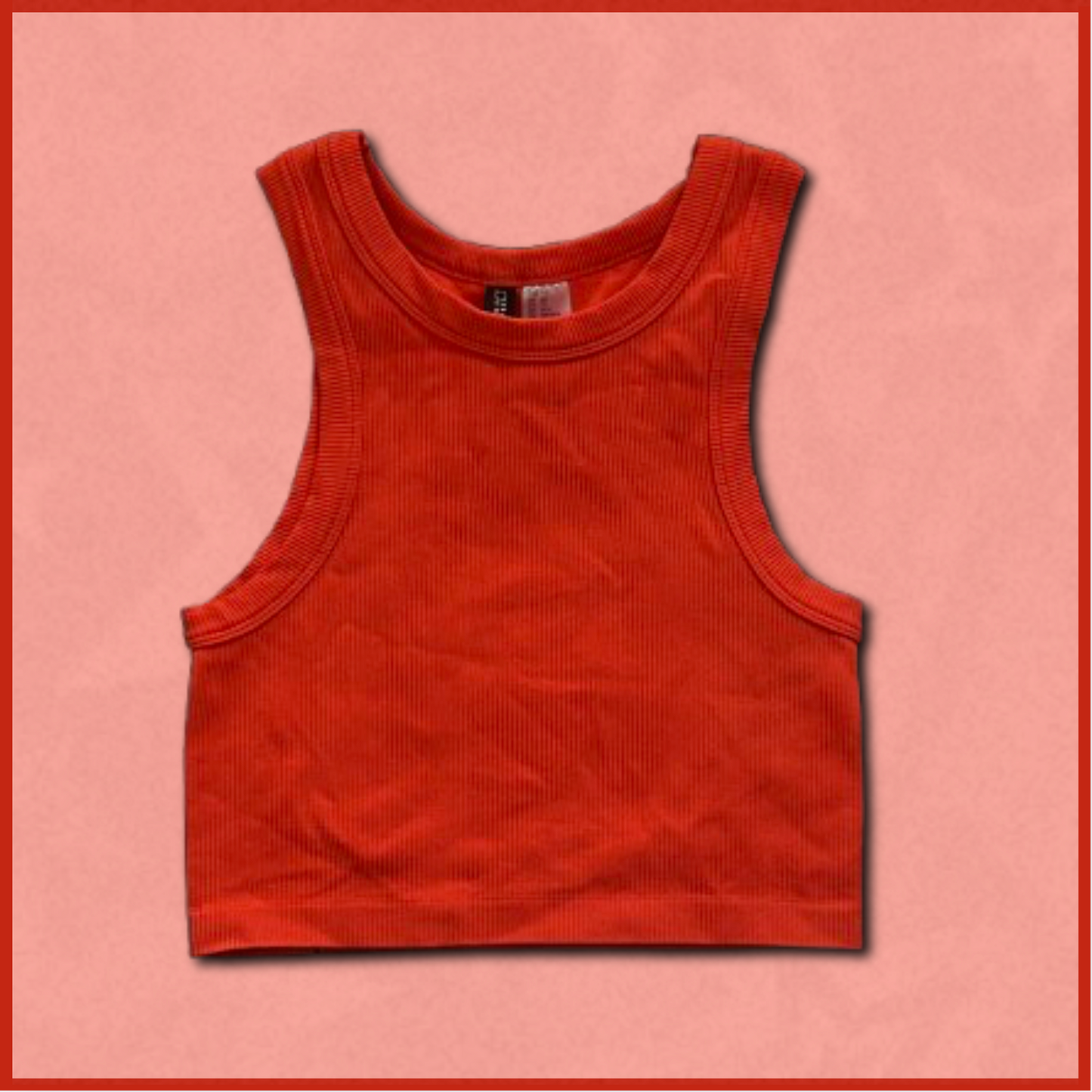 red ribbed cropped tank