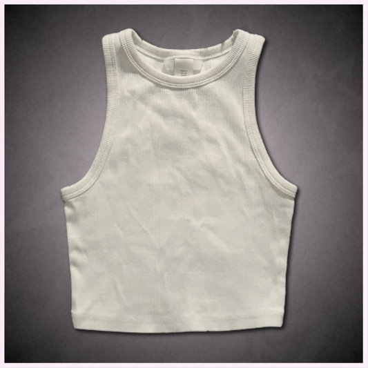 plain white ribbed cropped tank