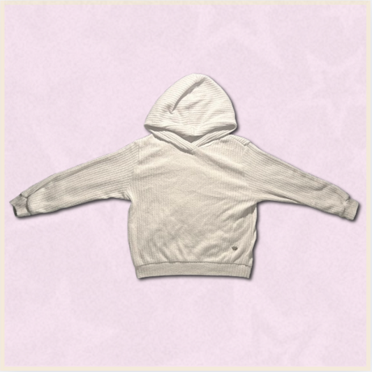 off-white hoodie with silver heart design [youth size]