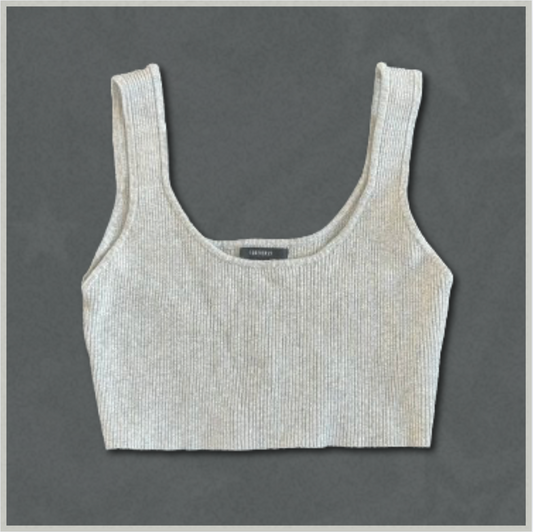 plain gray cropped ribbed tank