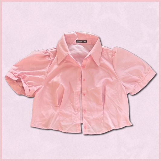 light pink cropped collared top