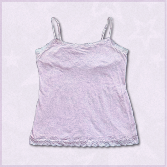 light purple tank top with lace design