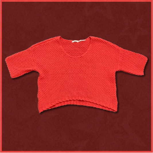 red knitted top