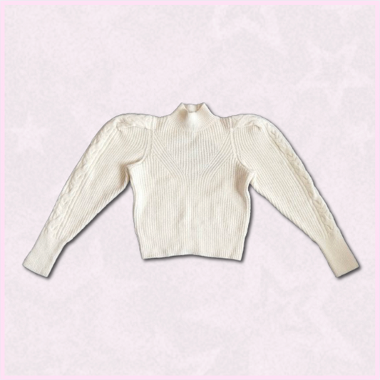 white sweater with cut-out back design
