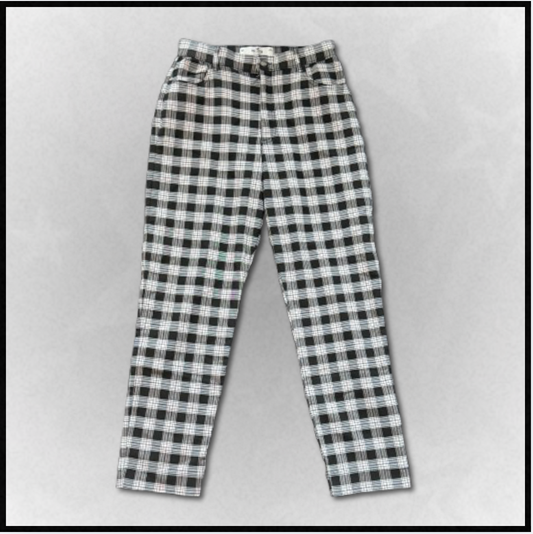 black/white plaid "ultra high-rise" pants